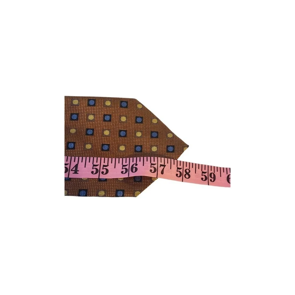 Fusion Handmade Neckwear Bronze Blue Men's Neck Tie‎ 100% Silk Geometric Luxury